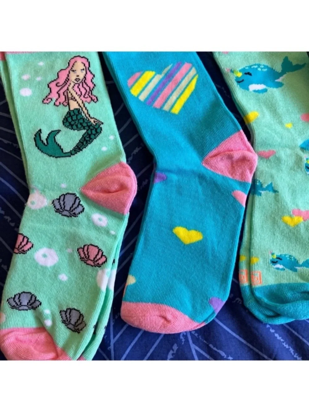 Kids 4-Pack Mermaid & Fairy Crew Socks - Pink, Teal, Blue, Purple